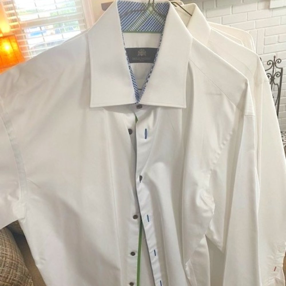 Circle of Gentlemen	Mens White collared long sleeve button down dress shirt w
